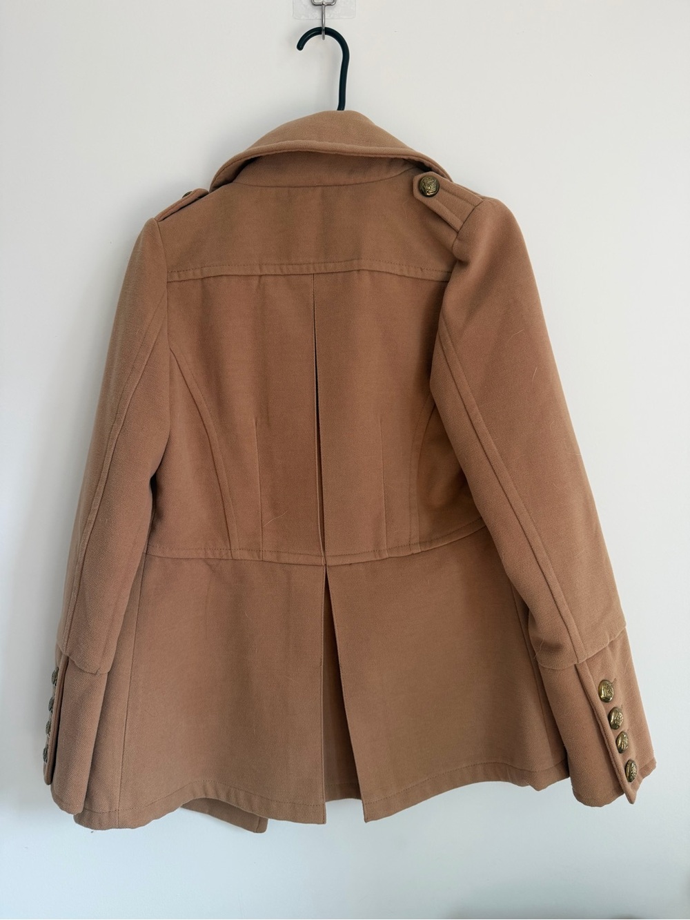 Women's Camel Wool-Blend Peacoat - Picture 3 of 6
